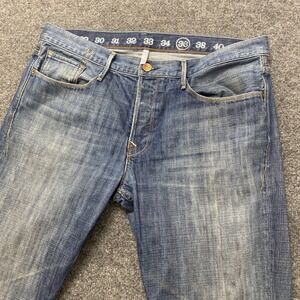 Earnest Sewn Kyrre.373 Mens 36x33 Faded Blue Denim Jeans Made in USA Designer